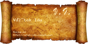 Vétek Ida névjegykártya